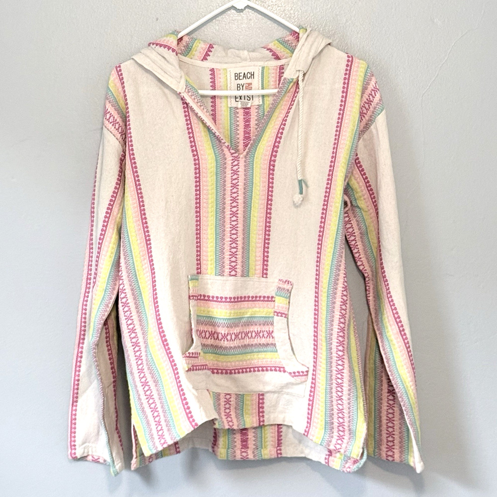 Beach By Exist Hoodie Medium Pullover Multicolor Heavier Cotton Pockets Coverup